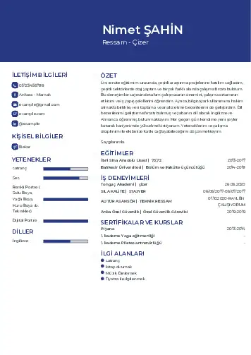 Ressam Cv Örnekleri cv indir